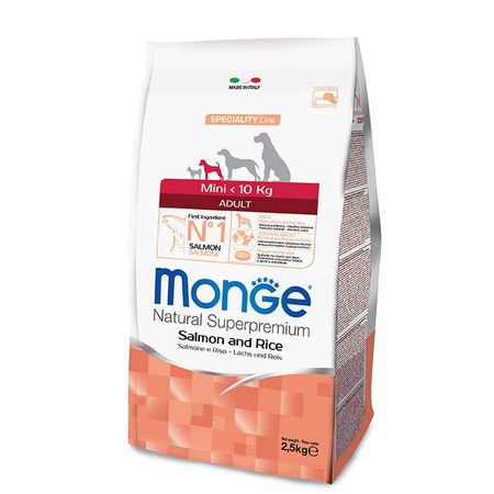 MONGE Сухой корм Monge Dog Speciality Mini Adult для взрослых собак мелких пород лосось с рисом
