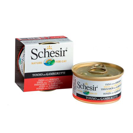Schesir Schesir для кошек с тунцом и креветками - 85 гр 14 шт