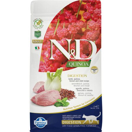 Farmina Farmina N&D Cat Grain Free quinoa digestion lamb корм для взрослых кошек улучшающий пищеварение с ягненком и киноа 1,5 кг