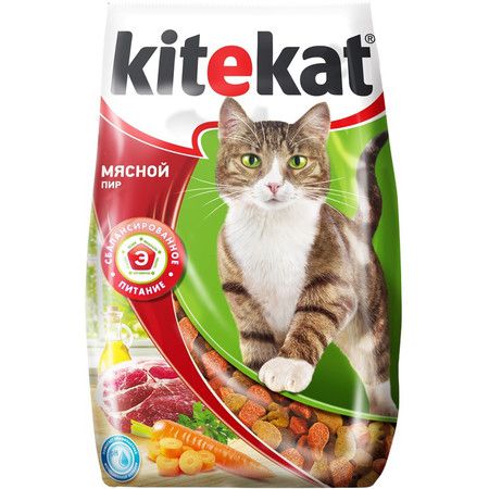 Kitekat Kitekat сухой корм для взрослых кошек Мясной пир - 15 кг