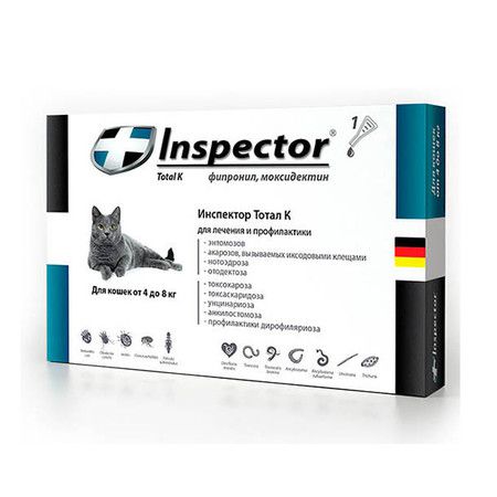 Inspector Inspector капли для кошек весом 4-8 кг от наружных и внутренних паразитов 0,8 мл