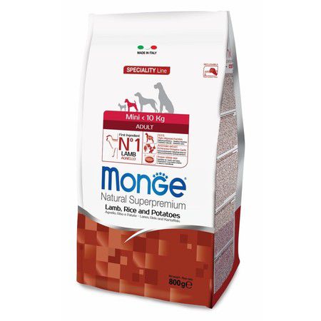 MONGE Monge Dog Speciality Mini сухой корм для взрослых собак мелких пород с ягненком, рисом и картофелем - 800 г