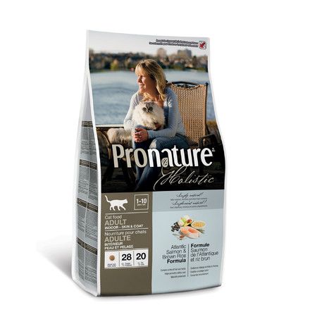 PRONATURE Сухой корм Pronature Holistic для кошек для кожи и шерсти с лососем и коричневым рисом