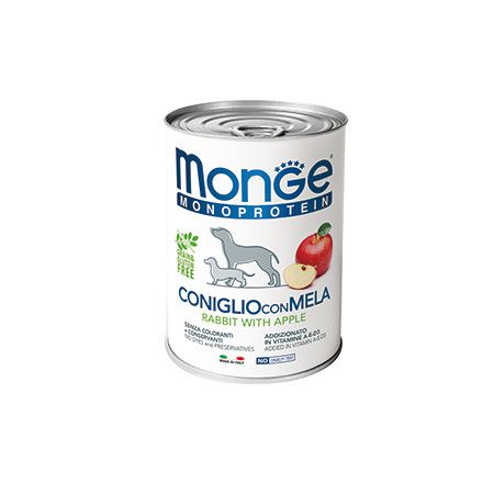 MONGE Monge Dog Monoproteico Fruits консервы для собак паштет из кролика с рисом и яблоками 400 г x 24