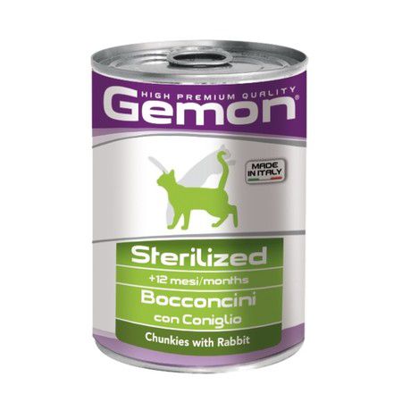 GEMON Gemon Cat Sterilised консервы для стерилизованных кошек кусочки кролика - 415 гр х 24 шт