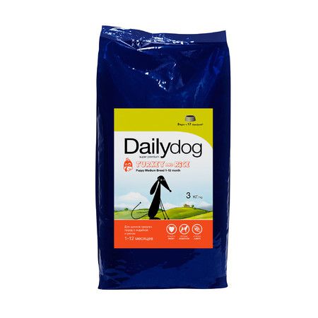 Dailydog Сухой корм Dailydog Puppy Medium Breed Turkey and Rice для щенков средних пород с индейкой и рисом - 3 кг