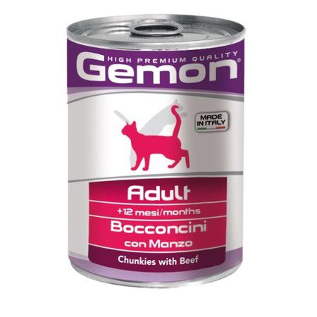 GEMON Gemon Cat консервы для кошек кусочки говядины - 415 гр х 24 шт