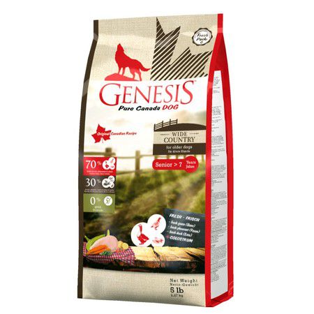 GENESIS Genesis Pure Canada Wide Country Senior для пожилых собак всех пород с мясом гуся, фазана, утки и курицы - 2,268 кг