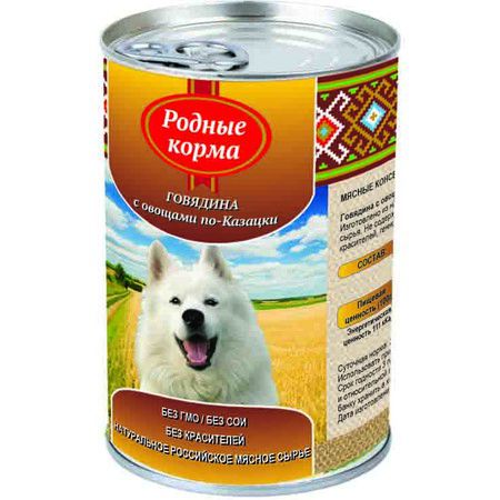 Родные корма Родные Корма Говядина с овощами по казацки для собак - 970 гр х 12 шт