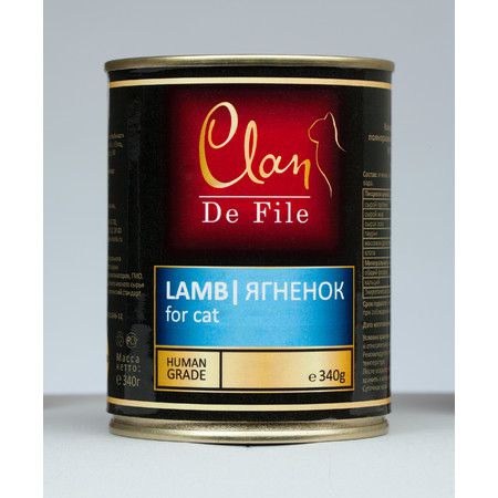 Clan Консервы CLAN De File для кошек с ягненком - 340 гр 12 шт