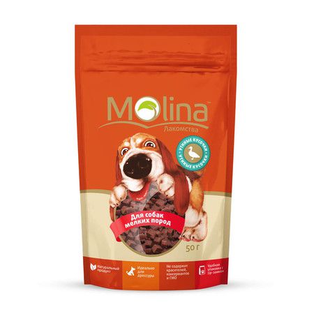 Molina Molina Лакомство для собак мелких пород Утиные кусочки 50 г