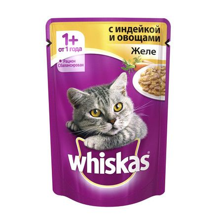 Whiskas Whiskas паучи в форме желе индейки с овощами для взрослых кошек от 1 года - 85 г