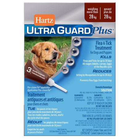 Hartz Капли Hartz Ultra Guard Plus инсектоакарицидные для собак и щенков весом более 28 кг - 3 пипетки по 5,9 мл
