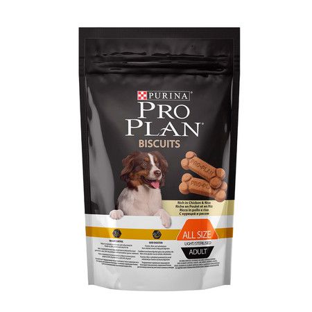 Purina PRO PLAN Purina Pro Plan Bisquits Light Sterilised лакомство для взрослых собак всех пород с избыточным весом или стерилизованных с курицей и рисом - 400 г