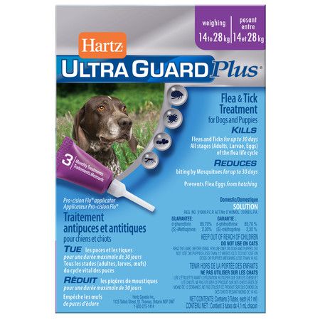 Hartz Капли Hartz Ultra Guard Plus инсектоакарицидные для собак и щенков весом от 14 до 28 кг - 3 пипетки по 4,1 мл