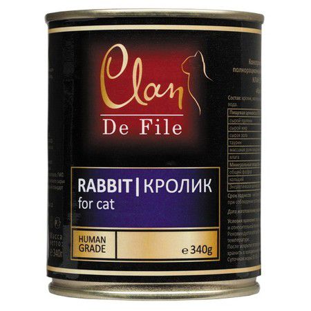 Clan Консервы CLAN De File для кошек с кроликом - 340 гр 12 шт