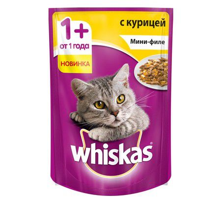 Whiskas Whiskas паучи в форме мини-филе с курицей для взрослых кошек от 1 года - 85 гр х 24 шт