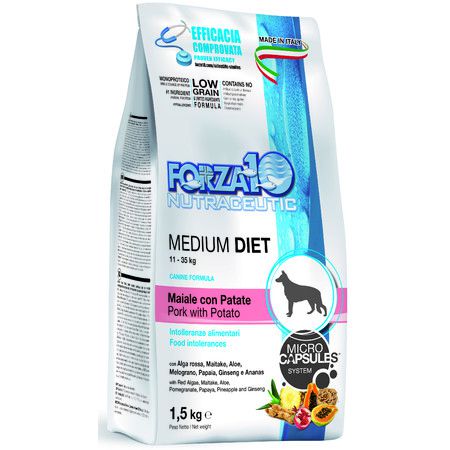 Forza10 Forza10 Diet для взрослых собак средних пород из свинины, картофеля и риса с микрокапсулами - 1,5 кг