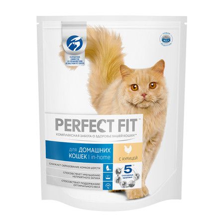 Perfect Fit Perfect Fit In-home сухой корм с курицей для взрослых домашних кошек от 1 года до 8 лет - 1,2 кг