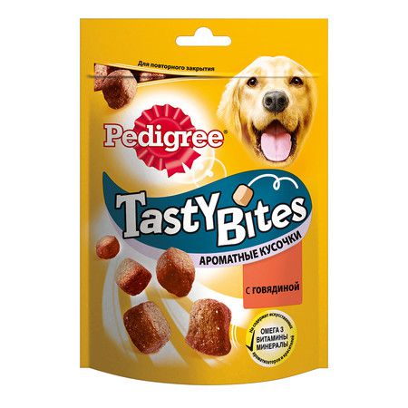 Pedigree Лакомство Pedigree Tasty Bites для собак в форме ароматных кусочков с говядиной - 130 г