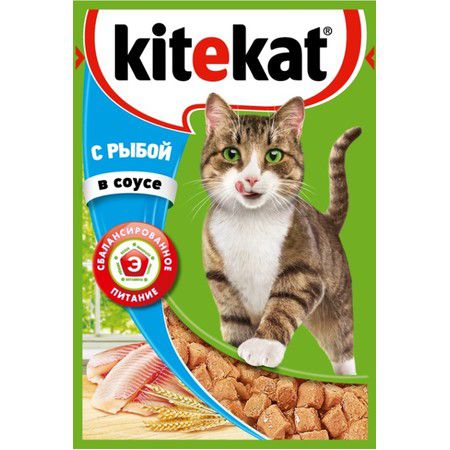 Kitekat Kitekat корм для кошек в паучах с Рыбой в соусе 28 шт х 85 гр