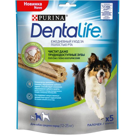 Purina DentaLife Лакомство Purina DentaLife для собак средних пород для поддержания здоровья полости рта - 115 г