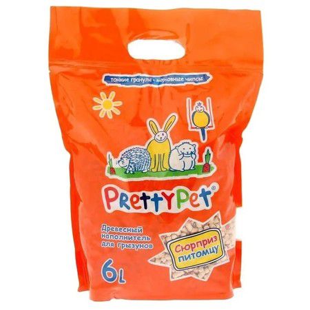 Pretty Cat PrettyCat наполнитель древесный с морковными чипсами для грызунов и птиц 6 л