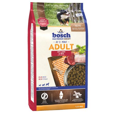 Bosch Сухой корм Bosch Adult Lamb & Rice для взрослых собак, ведущих малоактивный образ жизни в городских условиях, с ягненком и рисом - 1 кг