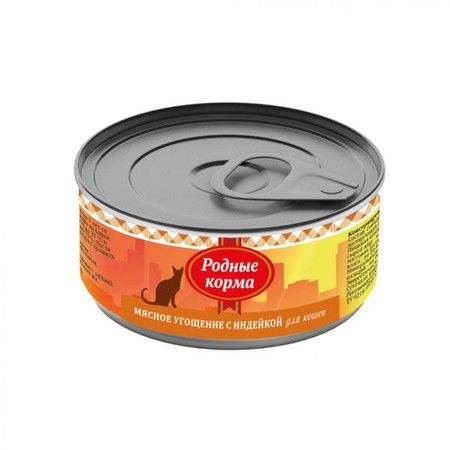 Родные корма Родные корма Мясное угощение с Индейкой консервы для кошек 100 г х 24 шт
