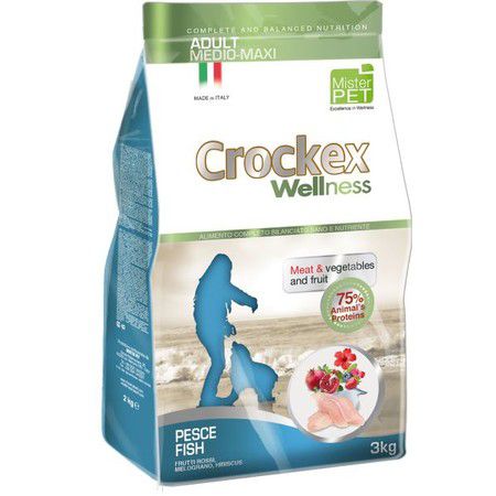 Crockex Wellness Сухой корм Crockex Wellness для взрослых собак средних и крупных пород с рыбой и рисом - 3 кг