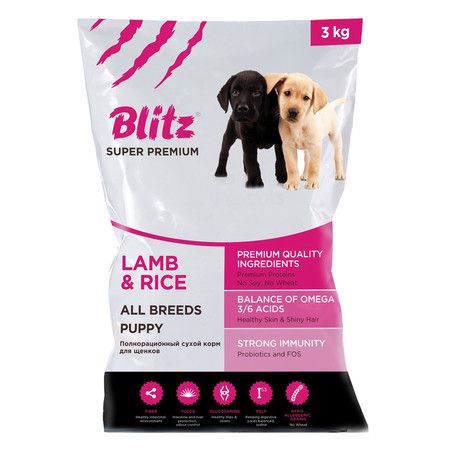 BLITZ Сухой корм Blitz Puppy Lamb & Rice для щенков с ягненком и рисом - 3 кг