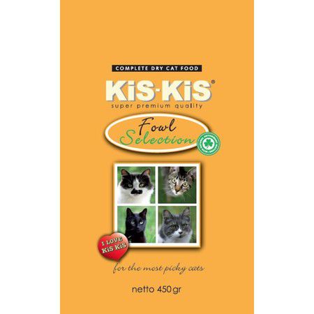 KiS-KiS KiS-KiS Fowl selection корм для взрослых кошек с индейкой, гусем,уткой и курицей 450 г