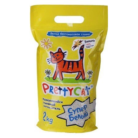 Pretty Cat Наполнитель PrettyCat Супер белый комкующийся для кошачьих туалетов с ароматом ванили 2 кг