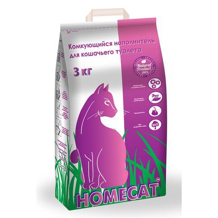 HOMECAT Homecat глиняный комкующийся наполнитель - 3 кг