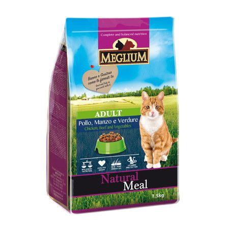 Meglium Сухой корм Meglium Adult для взрослых кошек с говядиной, курицей и овощами - 1,5 кг