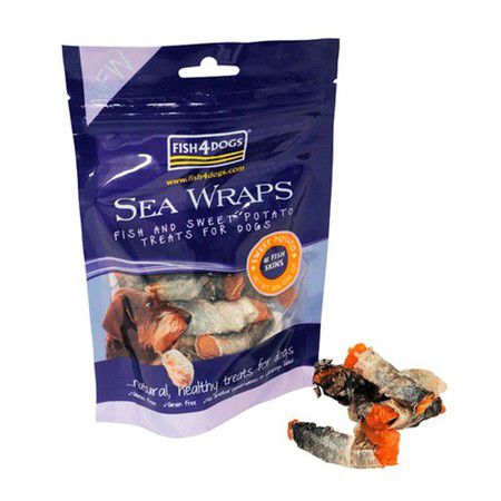 Fish4dogs Лакомства для собак Fish4Dogs Sea Wraps Sweet Potato (рулетики с картофелем и рыбой) 100г