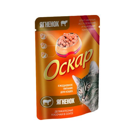 Оскар Оскар премиум консервы для кошек с ягнёнком 24x100 г (пауч)