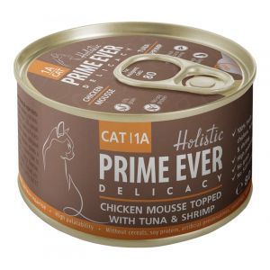 Prime Ever Prime Ever Delicacy мусс для взрослых кошек с цыпленком, тунцом и креветками - 80 г
