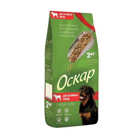 Оскар Оскар сухой корм для собак активных пород с говядиной - 2 кг