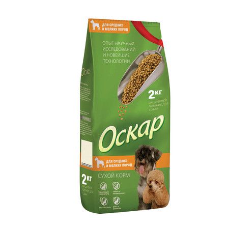 Оскар Оскар сухой корм для собак средних и малых пород с говядиной - 2 кг