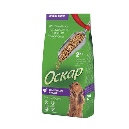 Оскар Оскар сухой корм для собак с мясом цыпленка с рисом - 2 кг