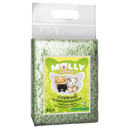 Molly coddle Наполнитель Molly Coddle соевый комкующийся с ароматом зеленого чая - 6 л