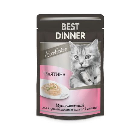 Best Dinner Best Dinner Exclusive паучи для кошек при восстановлении мусс сливочный с телятиной - 0,085 кг