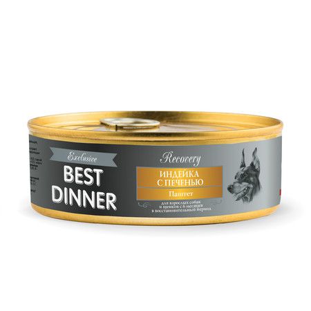 Best Dinner Best Dinner Exclusive Recovery консервы для собак при восстановлении паштет с индейкой и печенью - 0,100 кг