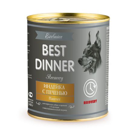 Best Dinner Best Dinner Exclusive Recovery консервы для собак при восстановлении паштет с индейкой с печенью - 0,34 кг