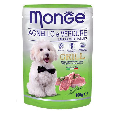 MONGE Monge Dog Grill Pouch паучи для собак c ягненком и овощами - 100 гр