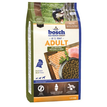 Bosch Сухой корм Bosch Adult для взрослых собак с нормальным уровнем активности с птицей и просом - 1 кг