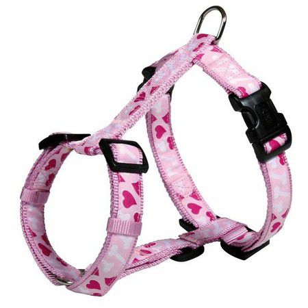 TRIXIE Шлейка Trixie для собак 30-40 см/15 мм нейлоновая розовая с сердцами