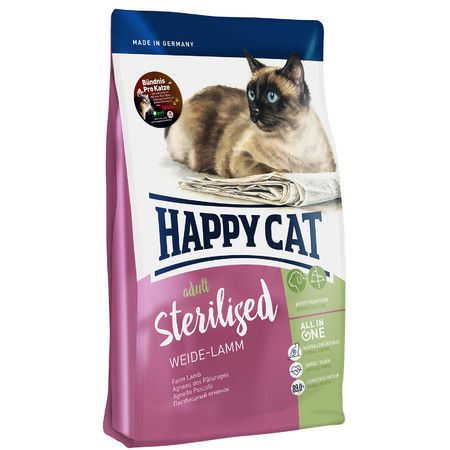 Happy Cat Сухой корм Happy Cat Adult Sterilised Weide Lamm для стерилизованных кошек с ягненком - 1,4 кг