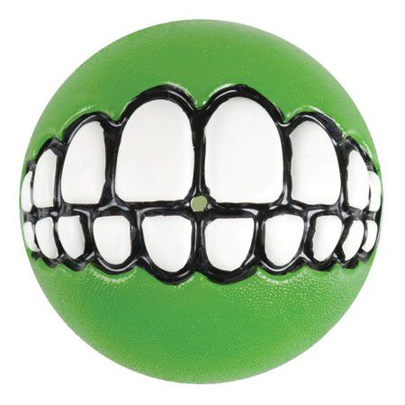 ROGZ Игрушка для собак ROGZ Grinz L мяч с принтом "зубы" и отверстием для лакомства Лайм - 78 мм